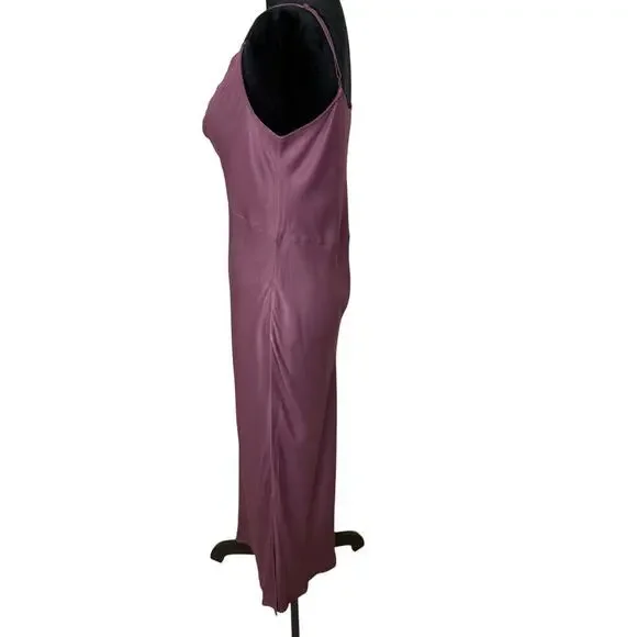 Anthropologie Elyse Plum Satin Slip Midi Dress - Size M - Picture 4 of 10
